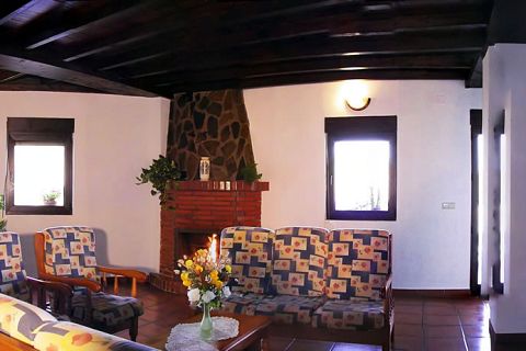 Salón comedor con chimenea de la Casa 8